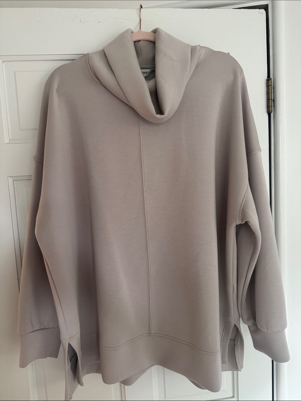 SPANX Taupe Cozy Funnel Neck Sweatshirt Hoodie